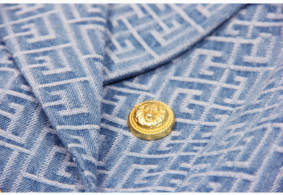 Boss Babe Notched Retro Geometrical Pattern Blazer