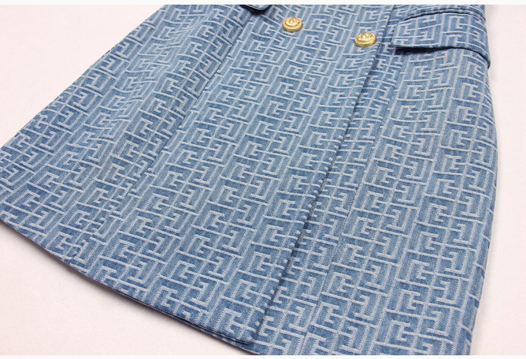 Boss Babe Notched Retro Geometrical Pattern Blazer