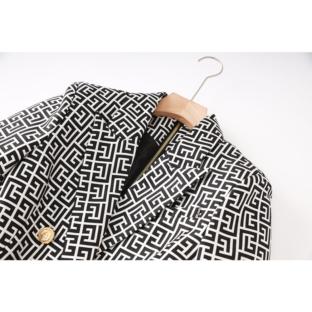 Boss Babe Geometric Pattern Blazer Dress