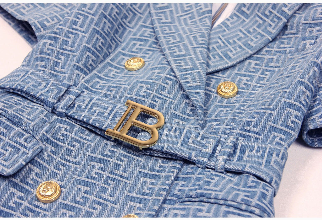Boss Babe Notched Retro Geometrical Pattern Blazer