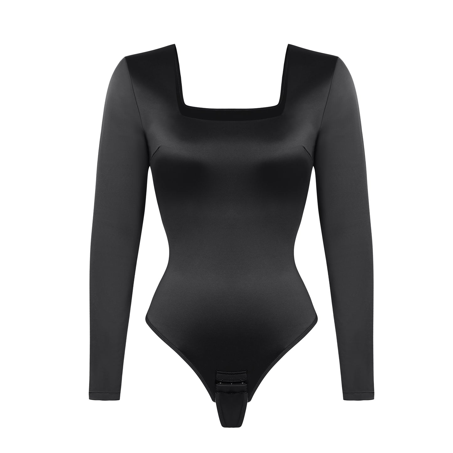 Shapewear High Elastic Faux Leather Deep V-neck Slimming  Bodysuits