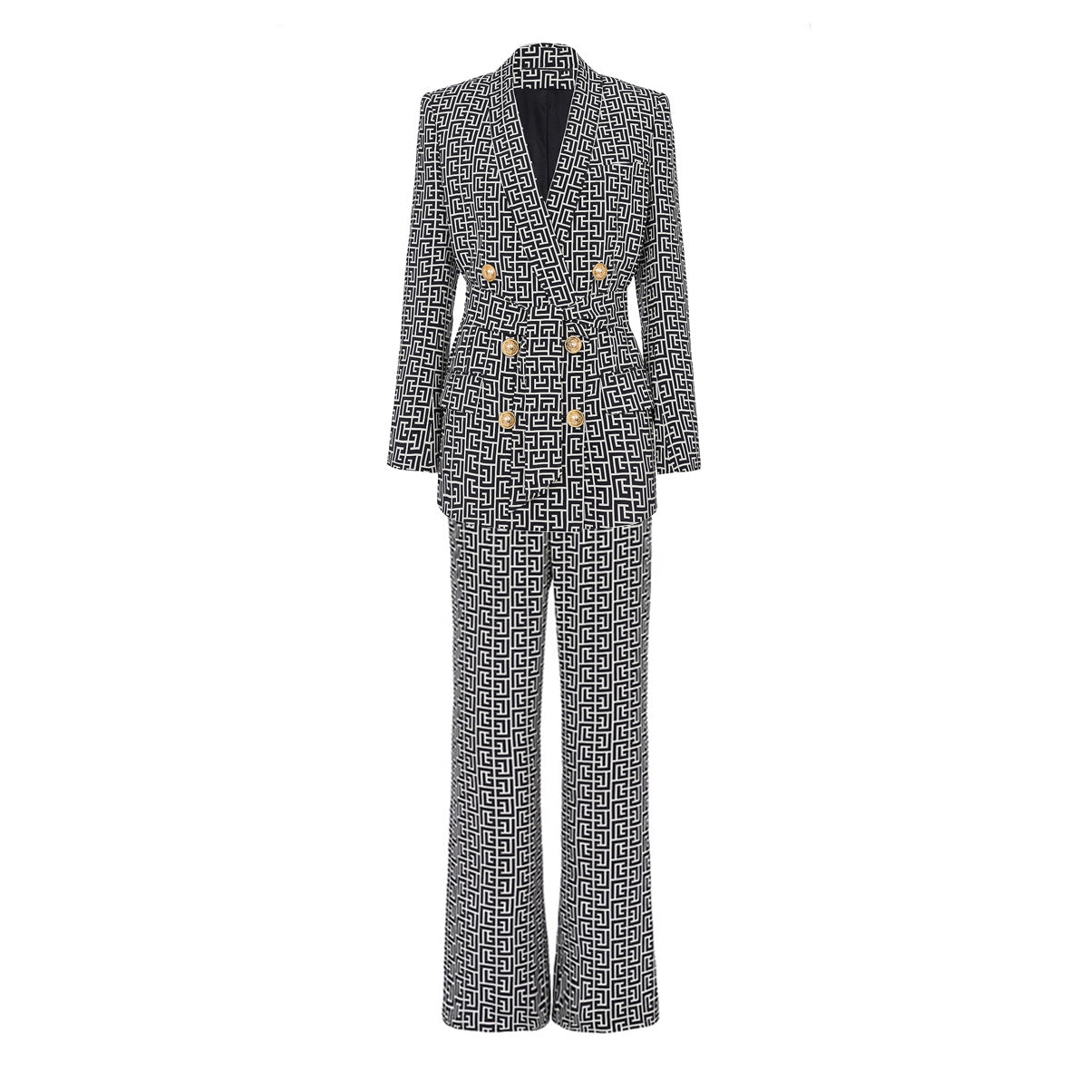 Boss Babe Geometrical Pattern 2PCS Blazer Suit