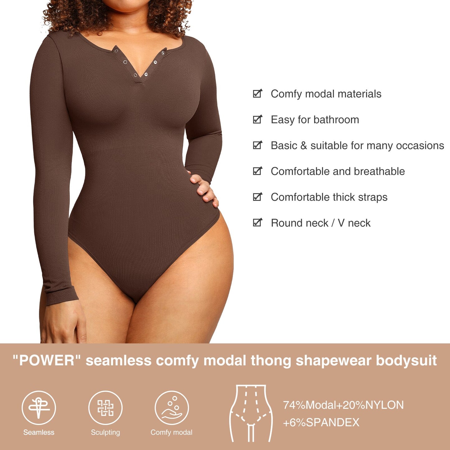 Womens Full Body Plus Size Compression Shapewear Bodysuit With