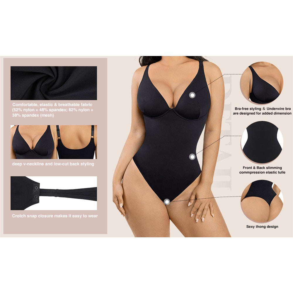 Shapewear Deep V Neck Backless Bodysuit – Beautylicious you